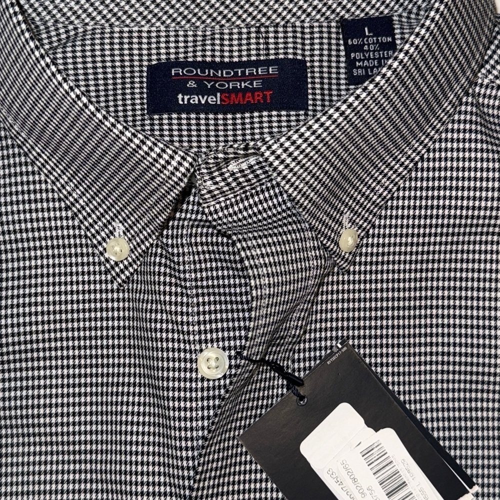 NWT Roundtree & Yorke Button-Down Shirt Men’s XL Long Sleeve Micro Houndstooth